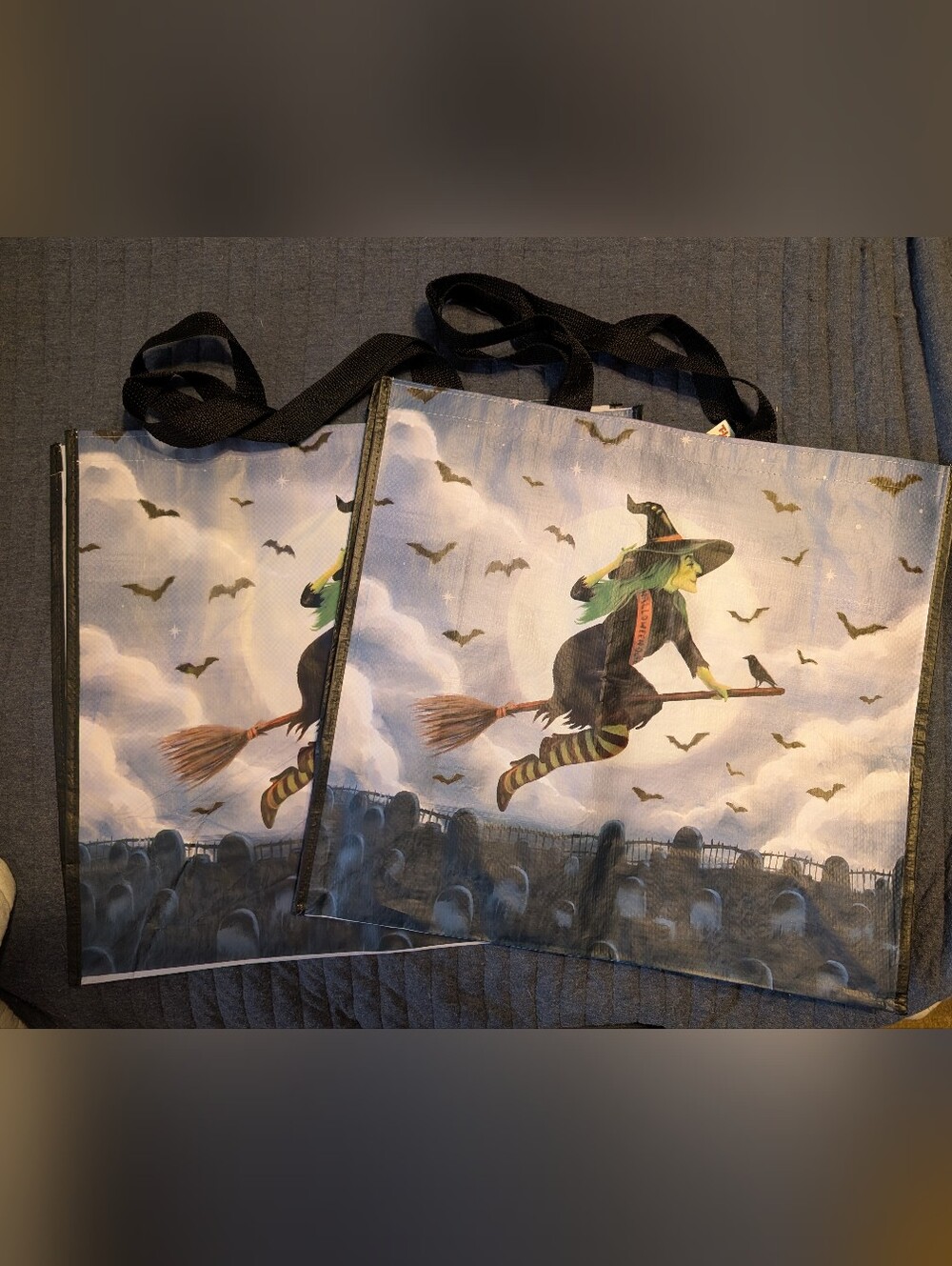 TJ Maxx Flying Witch Resuable Tote Bags (2)